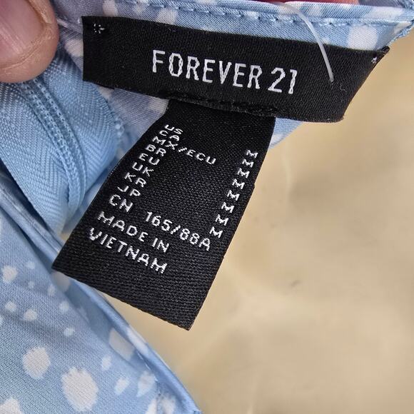 NEW Forever 21 Women's Spotted Satin Drape Neck Spaghetti Strap Mini Dress Blue - Picture 5 of 10